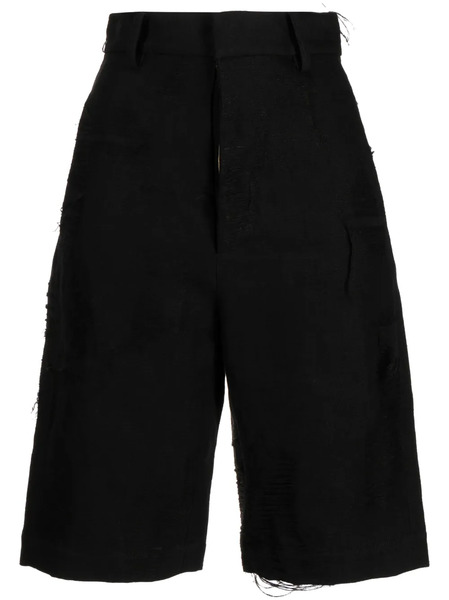  Uma Wang Distressed-finish Knee-length Shorts - Black 