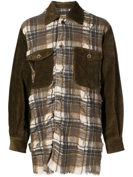  Uma Wang Juan Panelled Plaid Jacket - Green 