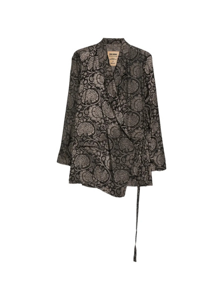  Uma Wang Khloe Floral-print Tie Jacket - Black 