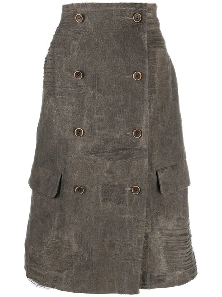  Uma Wang Oversized Distressed Double-breasted Top - Grey 