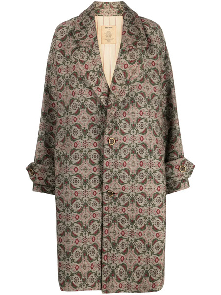  Uma Wang Patterned-jacquard Single-breasted Coat - Brown 
