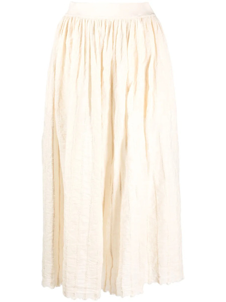  Uma Wang Pleated Cotton Midi Skirt - Neutrals 