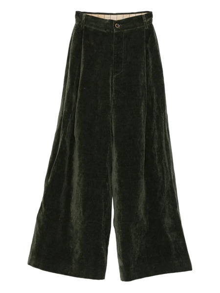  Uma Wang Pleated Velvet Trousers - Green 