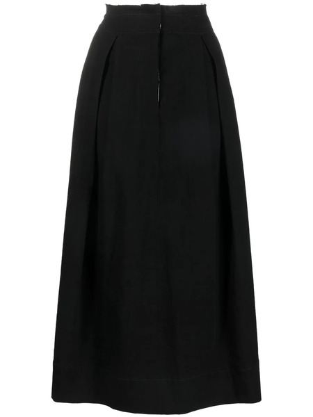  Uma Wang Raw-edge Pleated Long Skirt - Black 