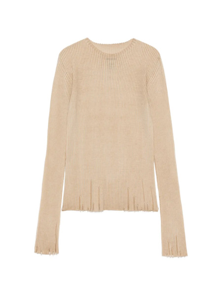  Uma Wang Ribbed Frayed Blouse - Neutrals 