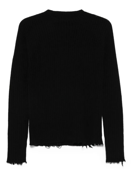 Uma Wang Ribbed Frayed-edge Jumper - Black 