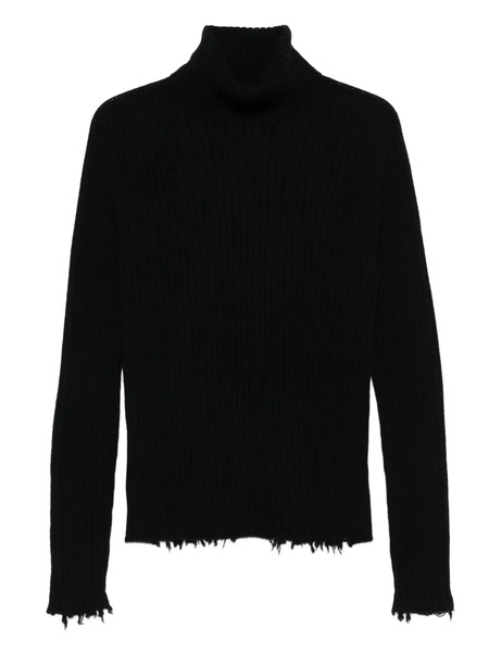  Uma Wang Ribbed Frayed-edge Sweater - Black 