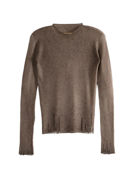  Uma Wang Ribbed Long-sleeves Top - Brown 