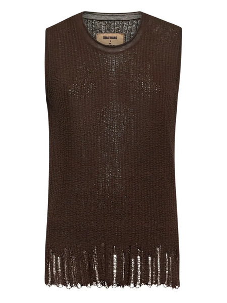  Uma Wang Ribbed Sleeveless Top - Brown 