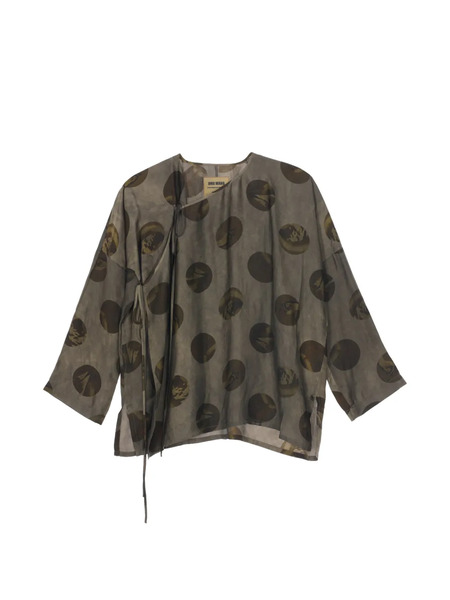  Uma Wang Tie Detail Print Blouse - Green 