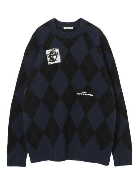  Undercover Argyle-patterned Sweater - Blue 