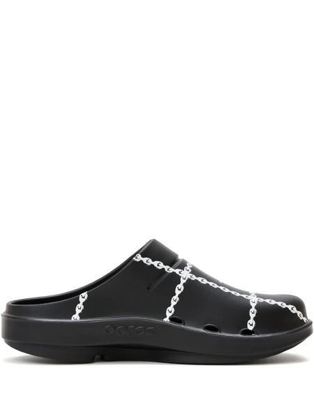  Undercover Chain-print Flat Mules - Black 