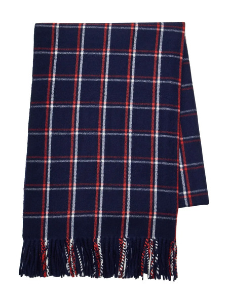  Undercover Checked Fringed Scarf - Blue 