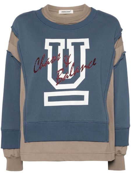  Undercover Contrast-panel Cotton Sweatshirt - Blue 