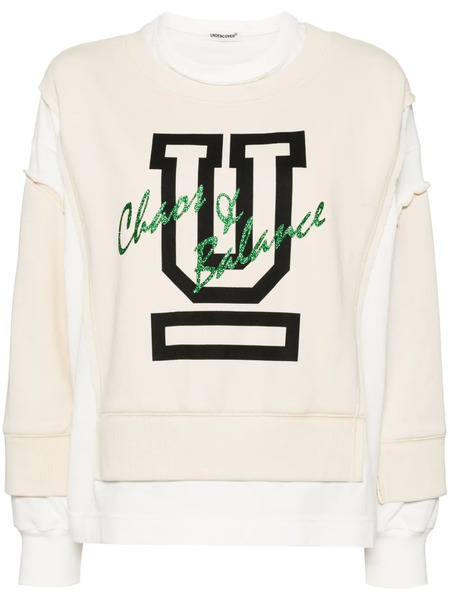  Undercover Contrast-panel Cotton Sweatshirt - White 