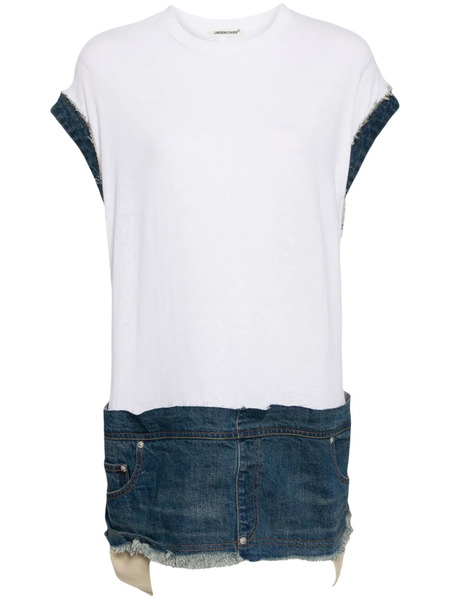  Undercover Denim-trim Cotton Top - White 