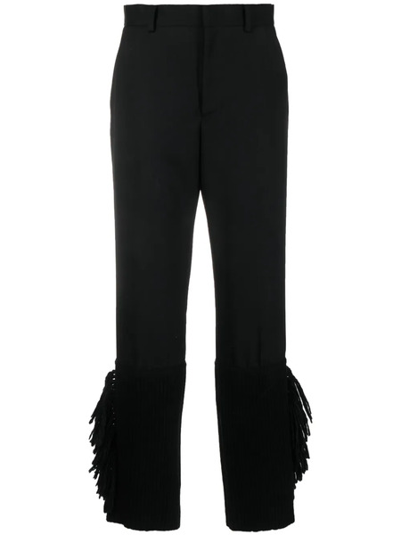  Undercover Frayed-trim Cropped Trousers - Black 