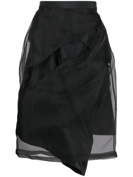  Undercover High-waisted Asymmetric Tulle Skirt - Black 
