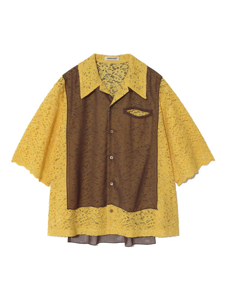  Undercover Lace Collared Shirt - Yellow 