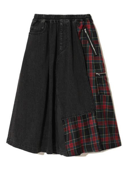  Undercover Plaid-panelled Midi Skirt - Black 