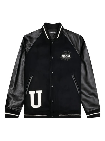  Undercover Psycho Leather-sleeved Bomber Jacket - Black 
