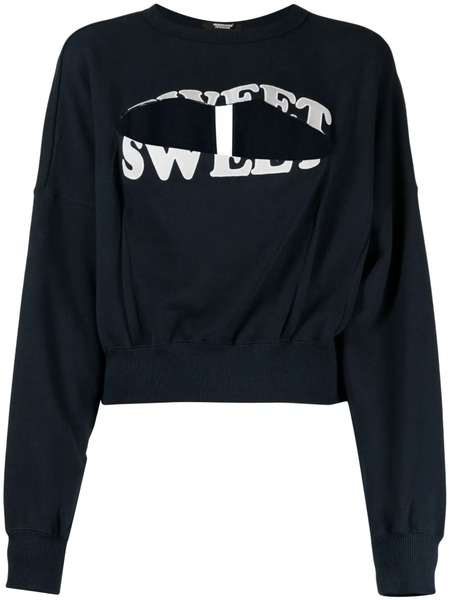  Undercover Slogan-print Cut-out Detailing Sweatshirt - Blue 
