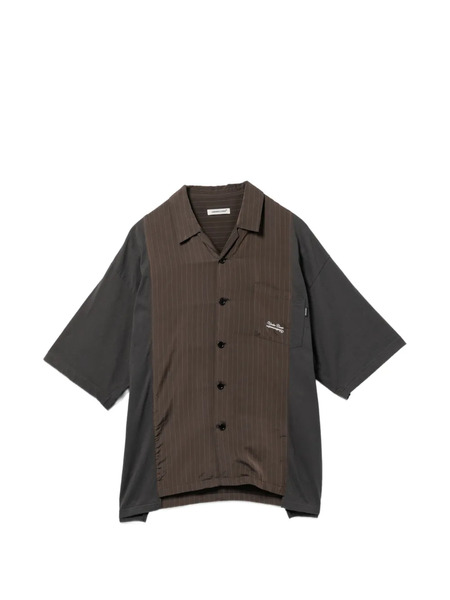  Undercover Striped Panel Shirt - Brown 