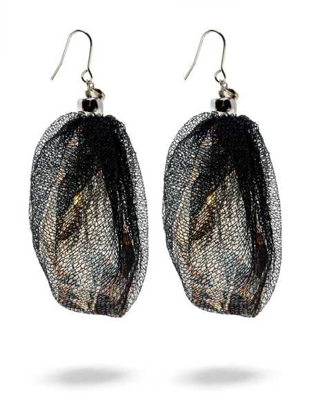  Undercover Tulle Crystal Earrings - Black 