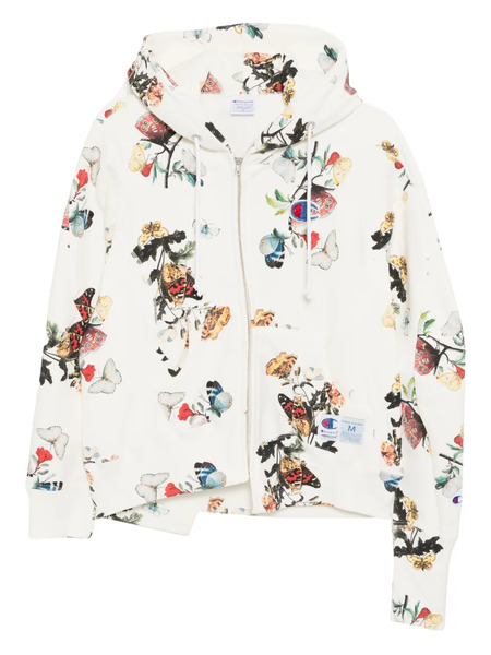  Undercover X Champion Floral-print Zip-up Hoodie - Neutrals 