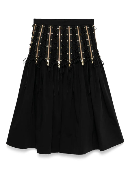  Undercover Zipped Lace-up Midi Skirt - Black 