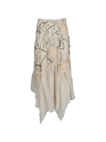  Ungaro Flower-embellished Midi Skirt - White 