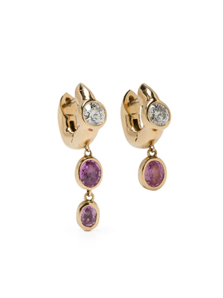  Uniform Object 18k Yellow Gold Tusk Sapphire Earrings 
