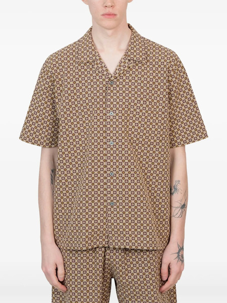  Universal Works Geometric-print Short-sleeve Shirt - Brown 