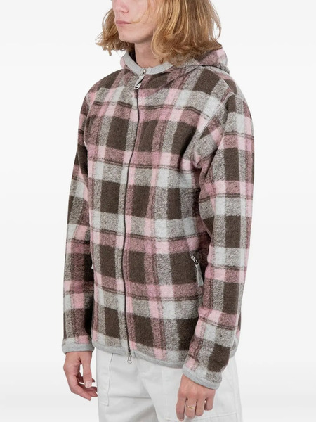  Universal Works Hooded Checked Jacket - Grey 