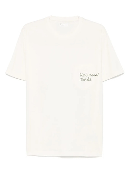  Universal Works Logo-print T-shirt - Neutrals 