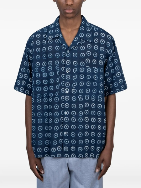  Universal Works Patterned Camper-collar Shirt - Blue 