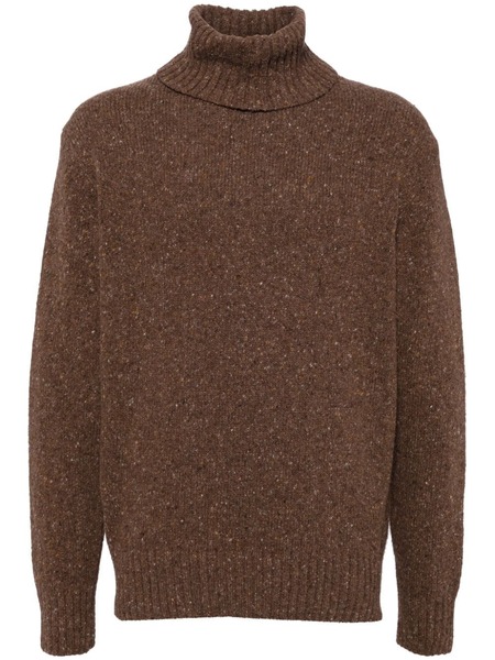  Universal Works Roll Neck Tweed Jumper - Brown 