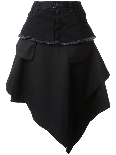  Unravel Project Asymmetric Loose Skirt - Black 