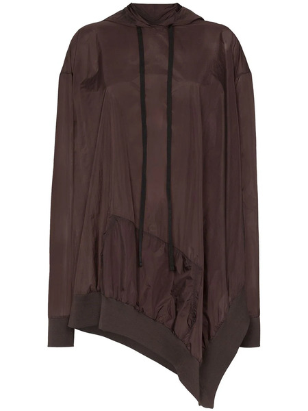  Unravel Project Asymmetric Open-side Hoodie - Brown 