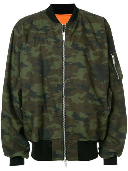  Unravel Project Camouflage Print Bomber Jacket - Green 