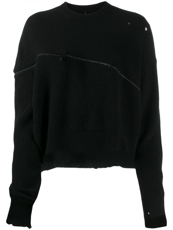  Unravel Project Oversized Zipped Jumper - Black 