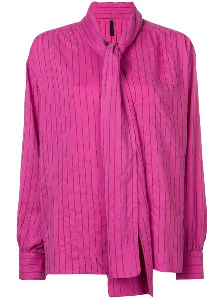  Unravel Project Striped Pussy Bow Blouse - Pink 