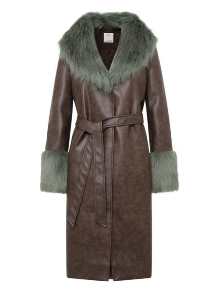  Unreal Fur Empathy Faux-fur-trim Coat - Brown 