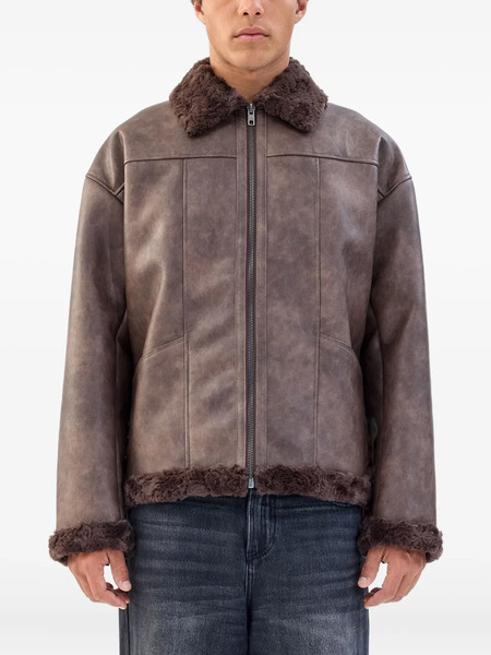  Unreal Fur Faux Fur-collar Jacket - Brown 