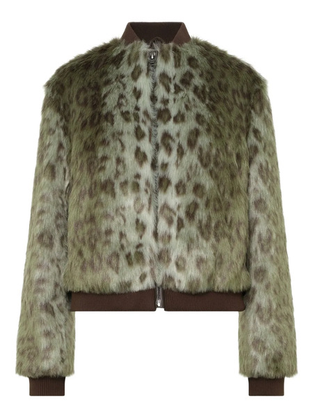  Unreal Fur Foliage Animal-print Jacket - Green 