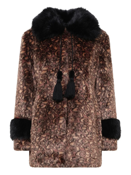  Unreal Fur Planet Earth Tassel Coat - Brown 