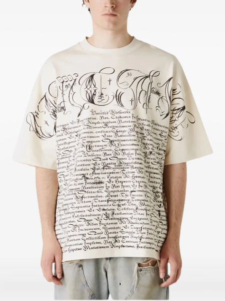  Untitled Artworks Script-print Cotton T-shirt - White 