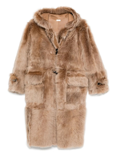  Utzon Cherie Hooded Shearling Coat - Neutrals 
