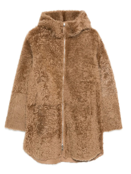  Utzon Joli Hooded Shearling Coat - Neutrals 