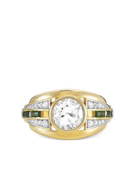  V Jewellery Olive Crystal-embellishment Ring - Gold 
